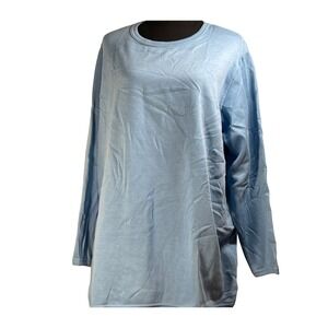 Venezia Woman Sport Light Blue Long Sleeve Crew Neck Top 1X basic comfy